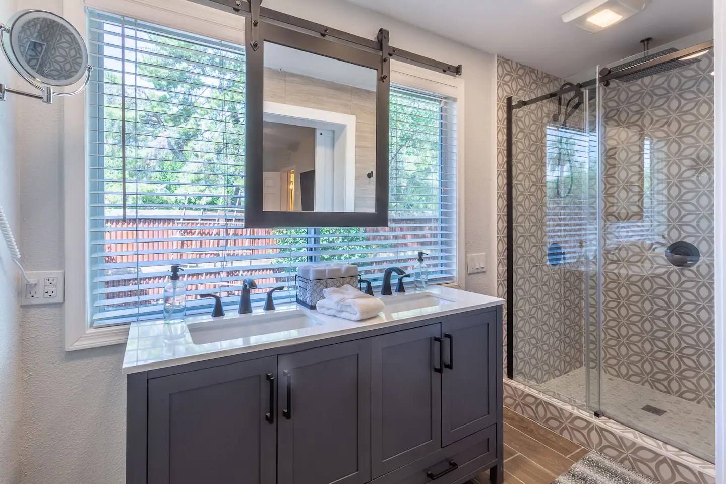 Primary bathroom with dual vanity