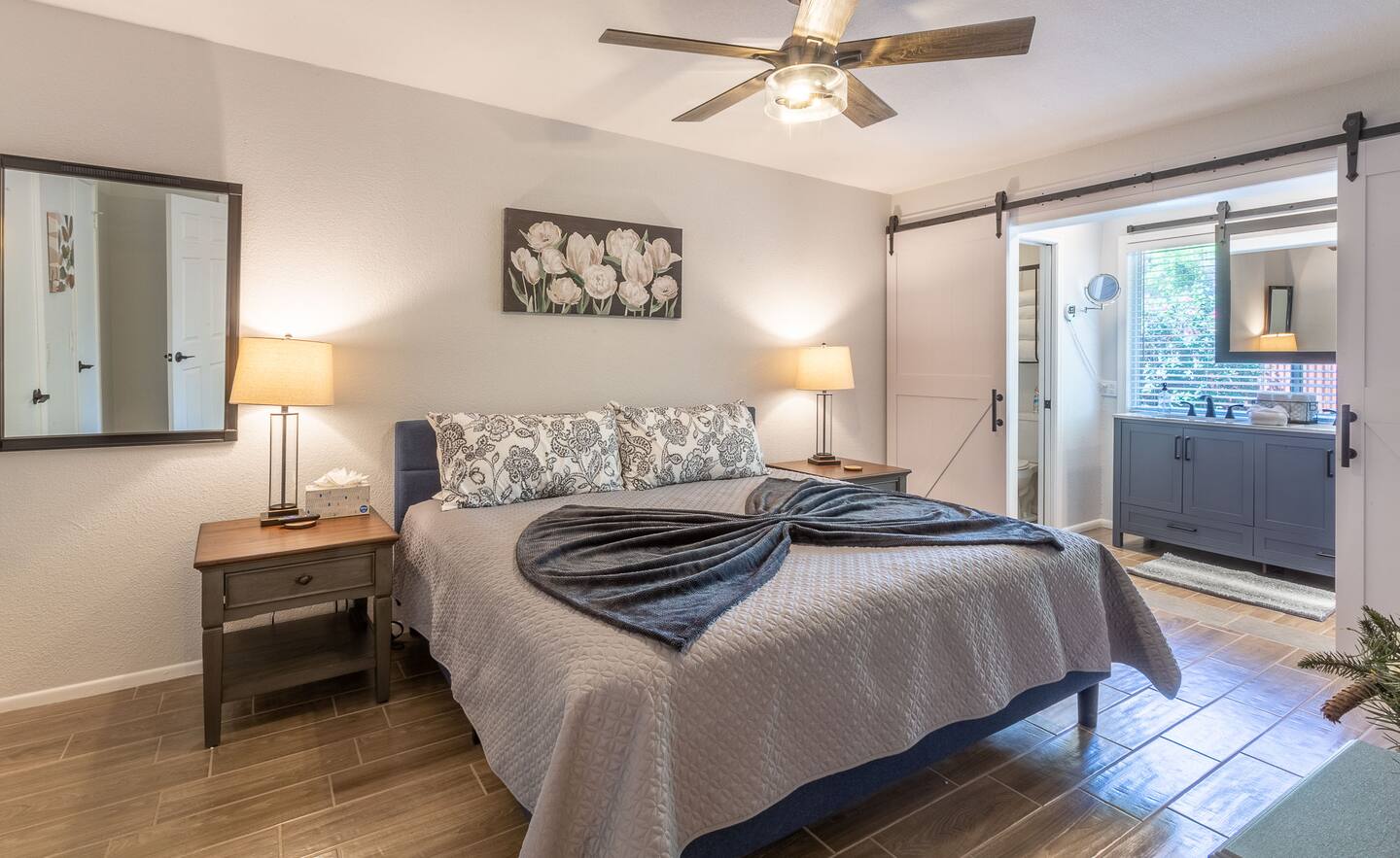 Primary bedroom with king bed